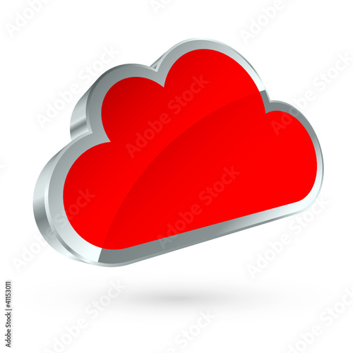 Red 3D Cloud Silver Frame