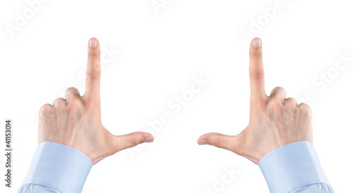 Human hands framing isolated on white background