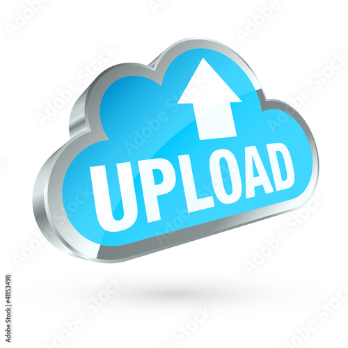 Blue 3D Cloud Silver Frame "Upload"