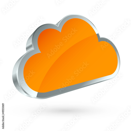 Orange 3D Cloud Silver Frame