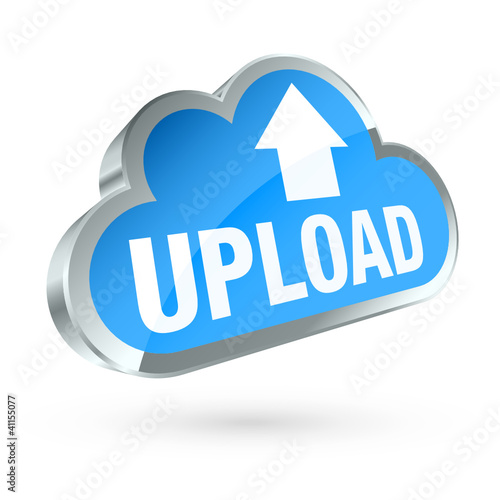 Middle Blue 3D Cloud Silver Frame "Upload"