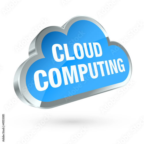 Middle Blue 3D Cloud Silver Frame "Cloud Computing"