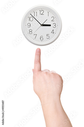 Wallpaper Mural Finger points to the clock Torontodigital.ca