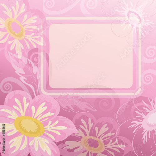 Background with frame and flowers dahlia