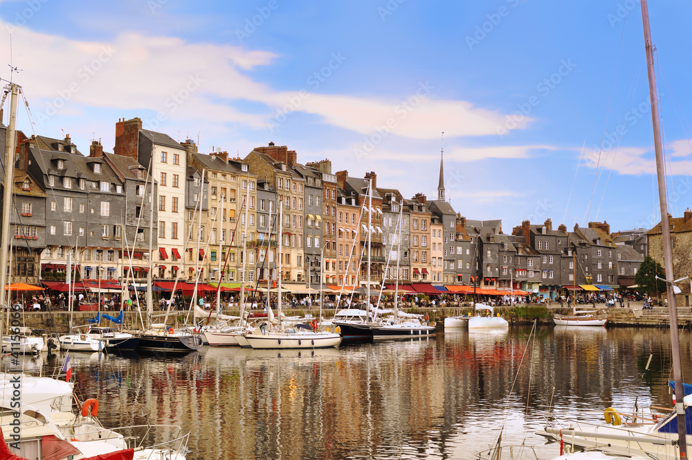 The beautiful old port of Honfleur, Normandy, France.