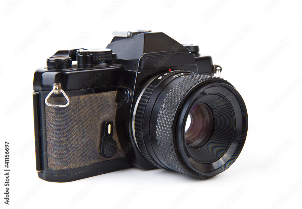 Old film camera with lens