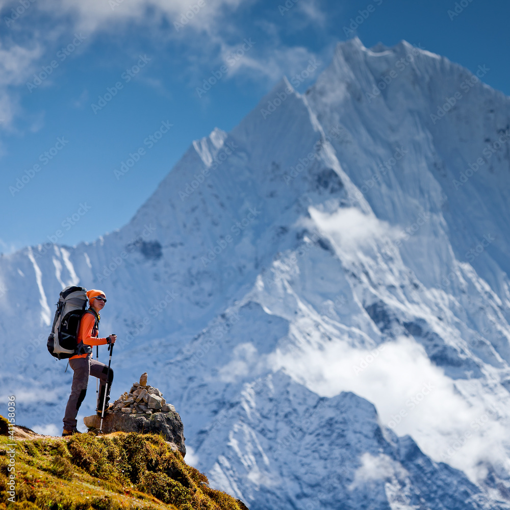 Hiking in Himalaya mountains