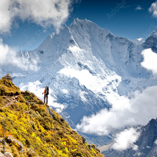 Hiking in Himalaya mountains