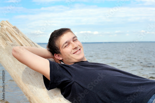 young man at seaside