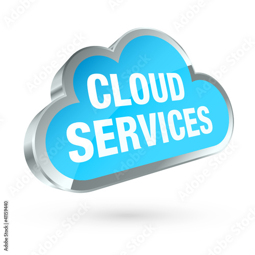 Blue 3D Cloud Silver Frame "Cloud Services"
