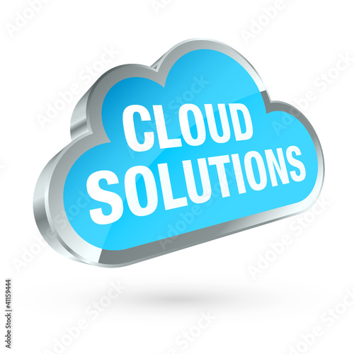 Blue 3D Cloud Silver Frame "Cloud Solutions"