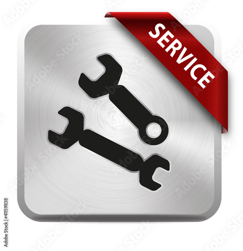 metallisches piktogramm service mit roter schleife