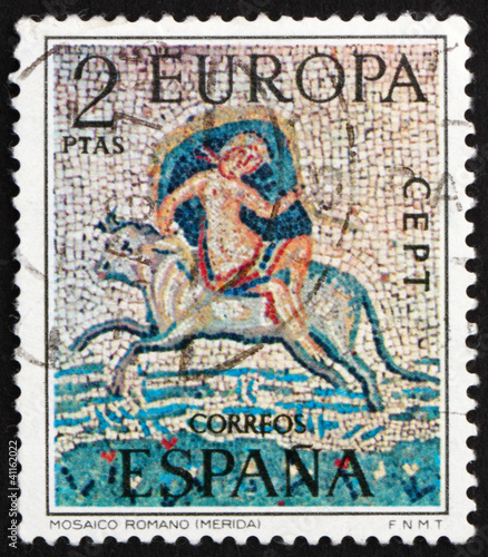 Postage stamp Spain 1973 Abduction of Europa, Roman Mosaic