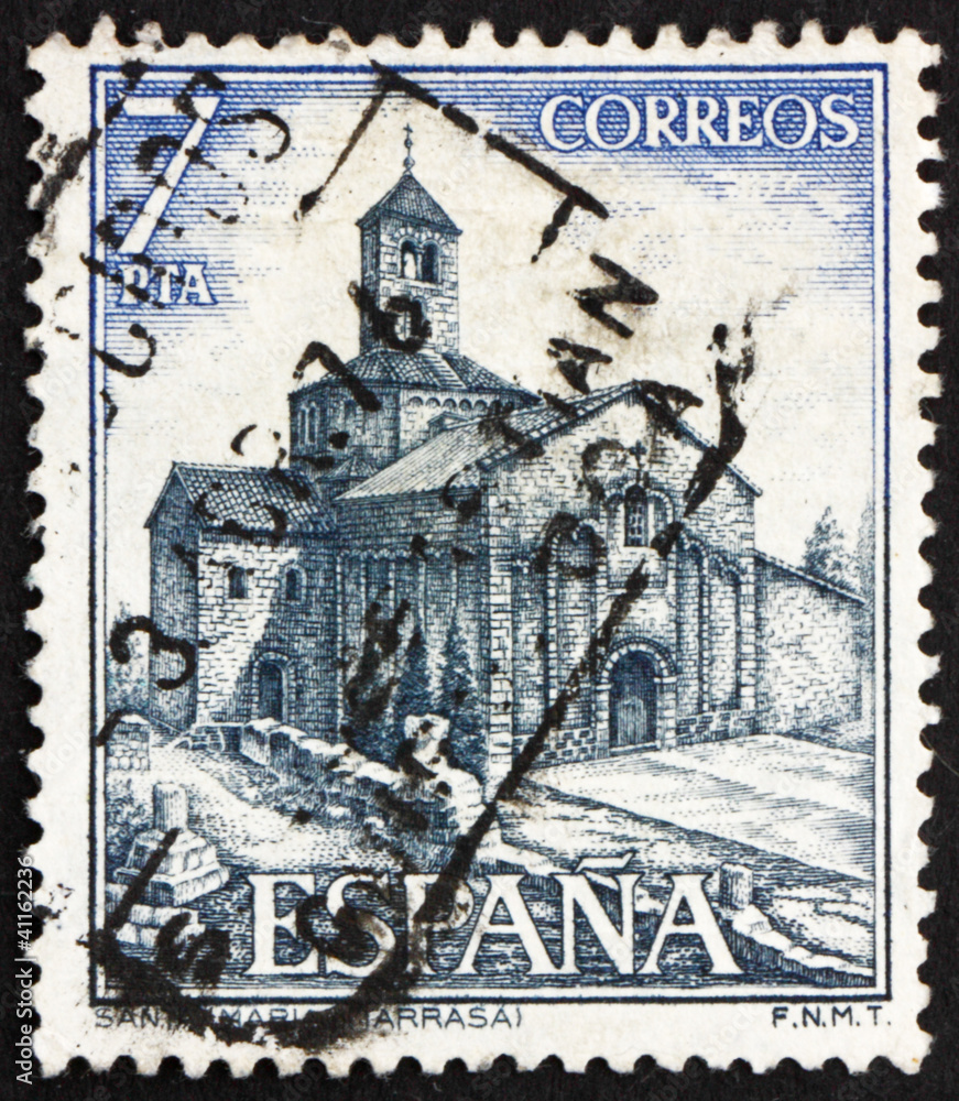 Postage stamp Spain 1975 Church of St. Mary, Tarrasa, Spain