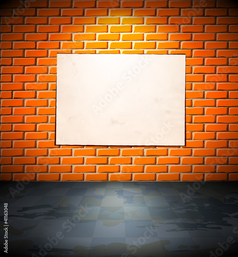 Aged paper on the brick wall