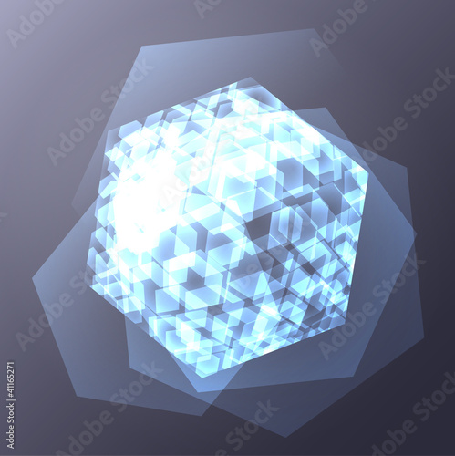 Hexahedron abstract digital glossy edgy artificial rose symbol