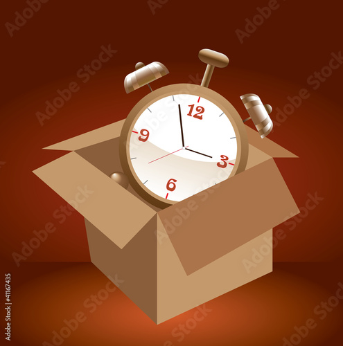 Alarm clock in box.
