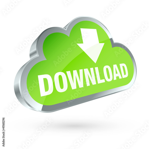 Green 3D Cloud Silver Frame "Download"