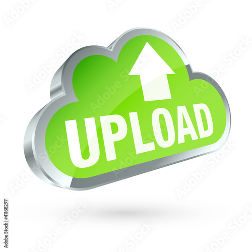 Green 3D Cloud Silver Frame "Upload"