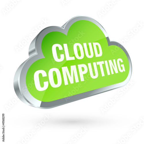 Green 3D Cloud Silver Frame "Cloud Computing"