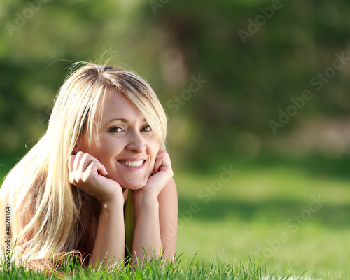 happy young attractive woman outdoors