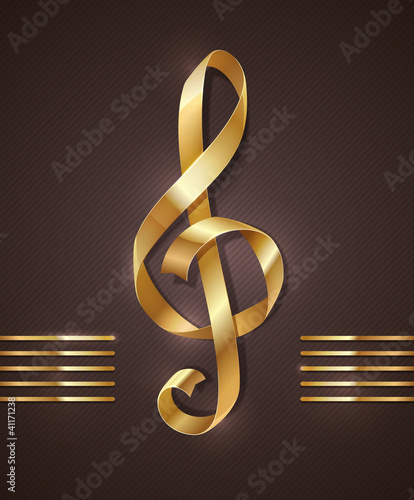 Golden ribbon in the shape of treble clef