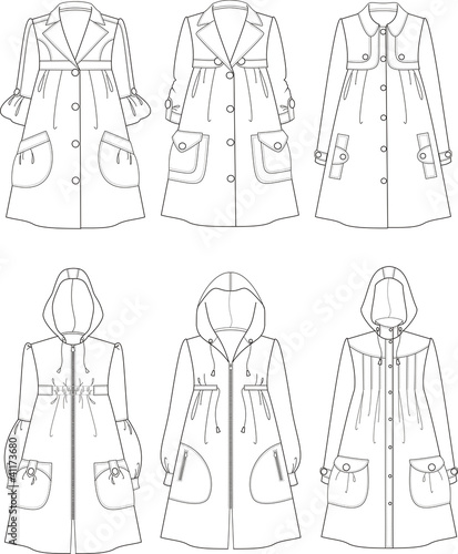 Vector illustrations of raincoats