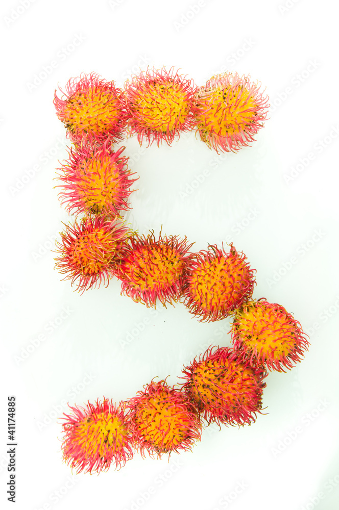Number 5, alphabet of rambutan Number 5, alphabet of rambutan