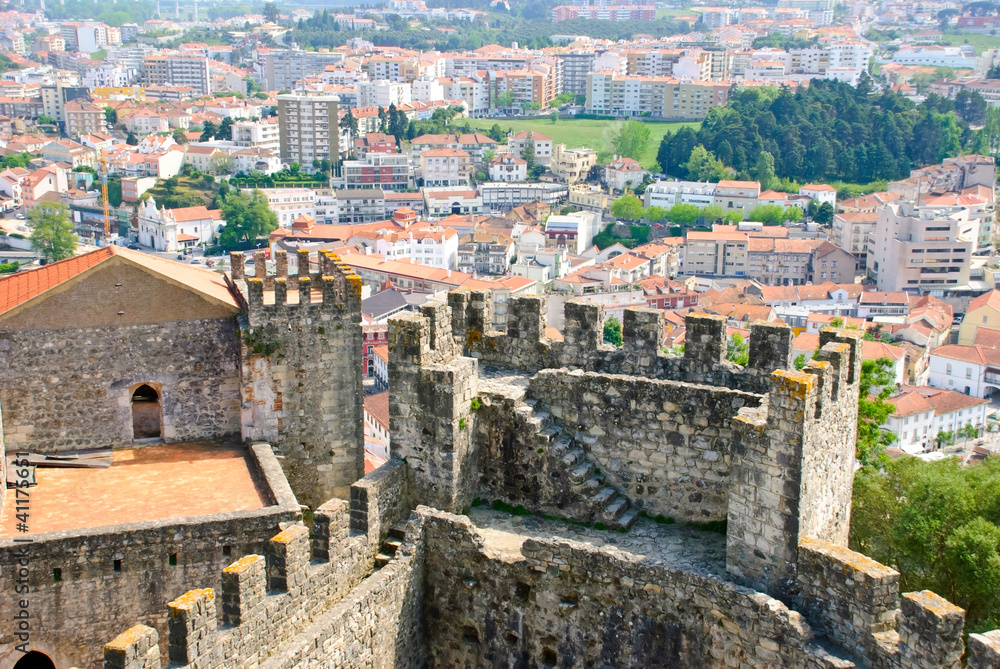 View on Leiria city with the castle, Portugal