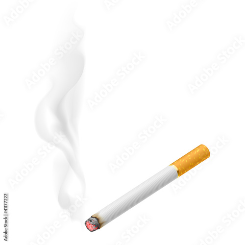 Realistic burning cigarette photo