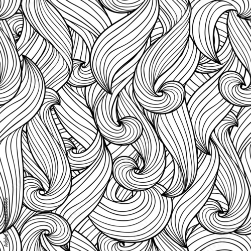 Vector seamless abstract pattern with waves and cloud.