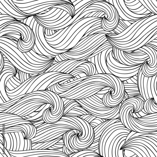 Vector seamless abstract pattern with waves and cloud.