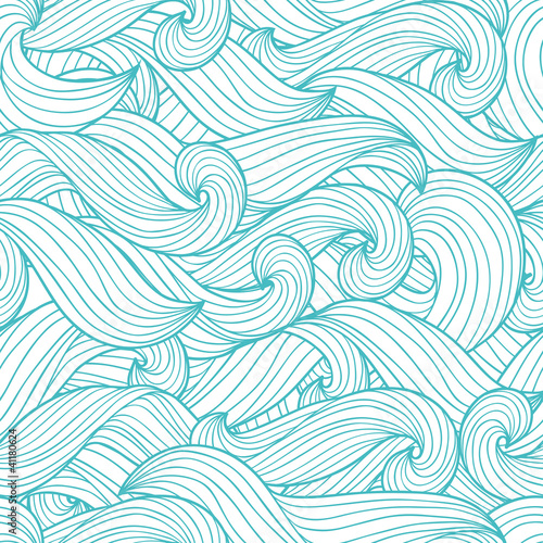 Vector seamless abstract pattern with waves and cloud.