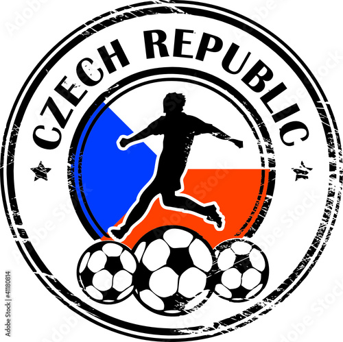 Stamp with football and name Czech Republic, vector illustration