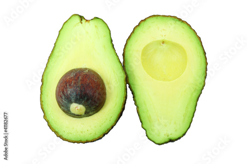 Avocado slice in white isolate photo