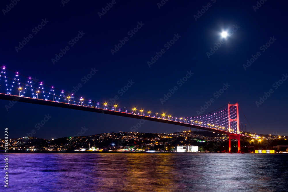 Night scene of Istanbul Bosporus Bridge