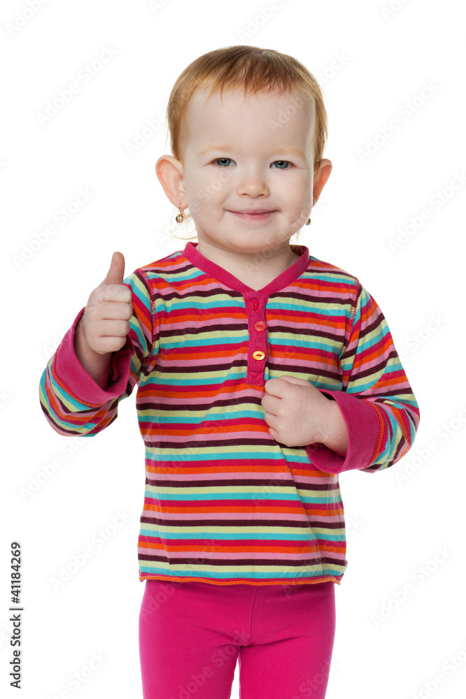 Redhead little girl holding her thumb up Redhead little girl holding her thumb up