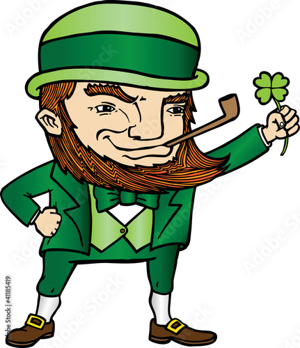 A lucky leprechaun wearing a green suit.