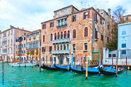 Venice, Italy - canal, gondolas and houses © eddygaleotti