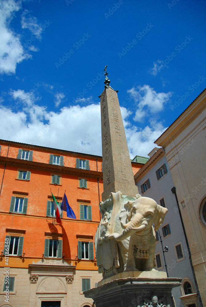 Elefantino del Bernini in Piazza della Minerva, Roma, Italia