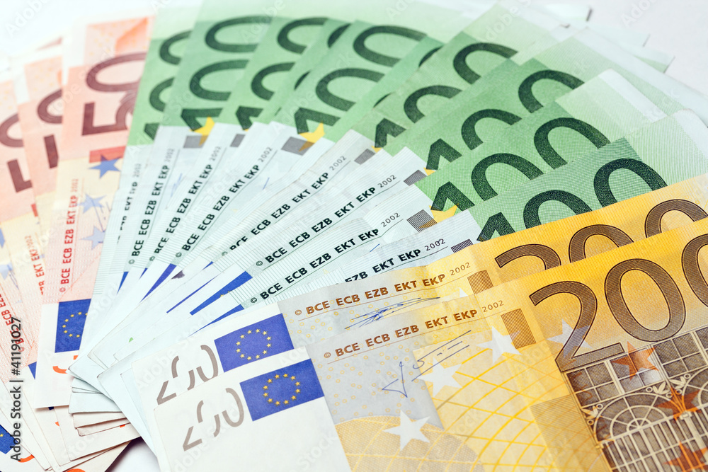 Fan made of euro paper currency