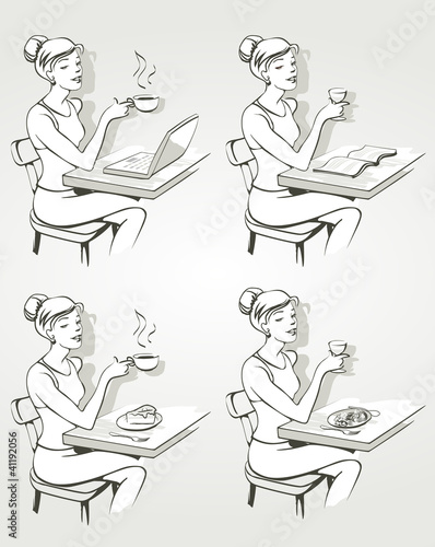 woman at the cafe set