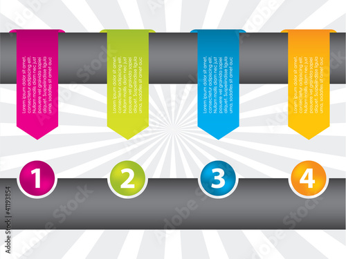 special arrow labels with icons numbered from one to four