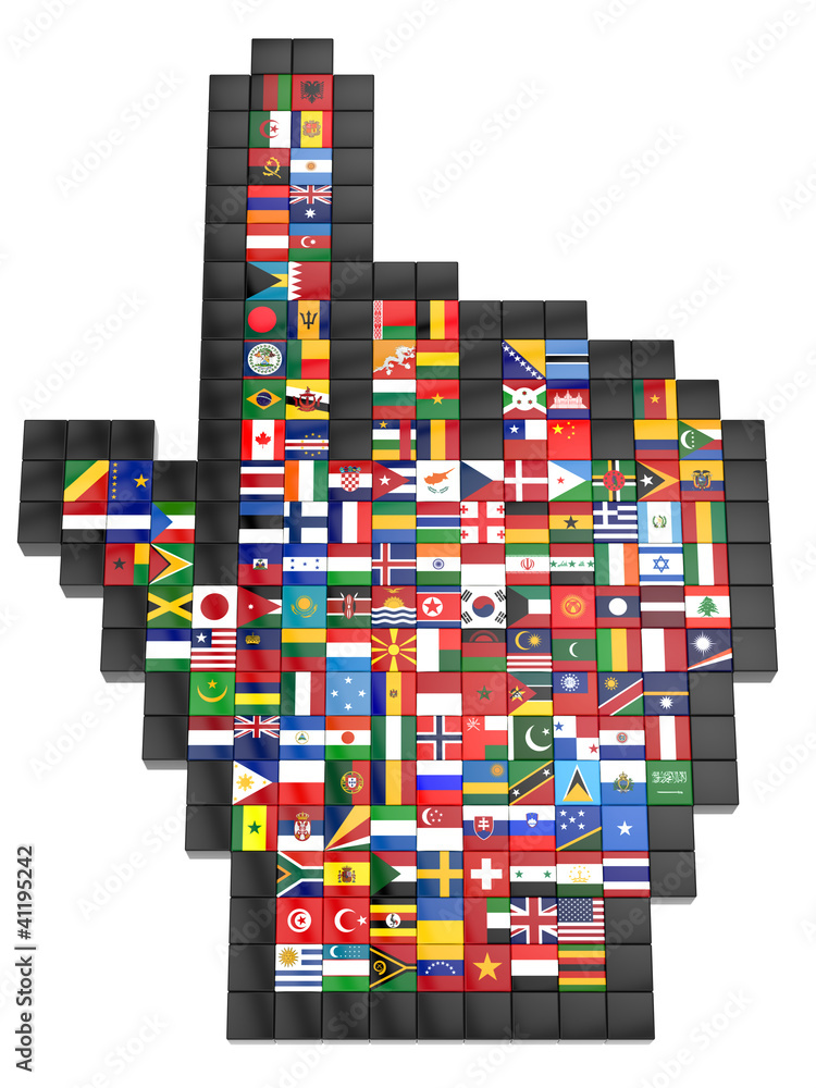Abstract 3d cursor with flags of the world Stock Illustration Adobe Stock