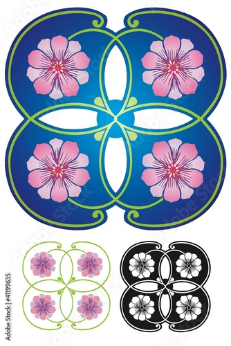 Floral quad ornament, Late Victorian style