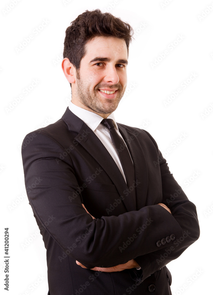 Happy young business man, isolated on white background Happy young business man, isolated on white background