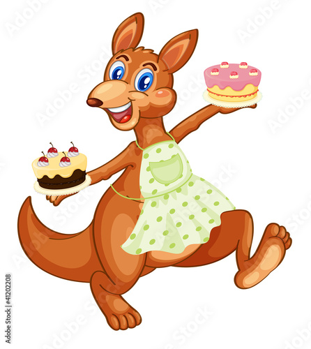 Kangaroo with cakes