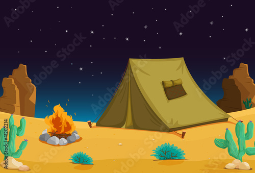Camping at night