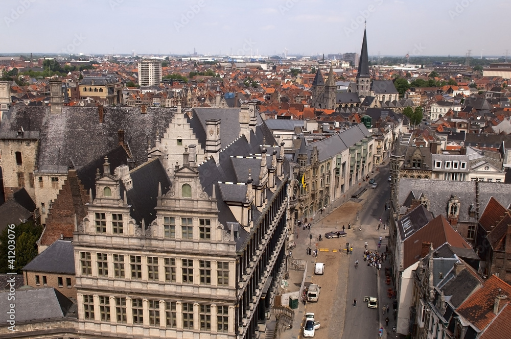 top view of Ghent in Belgium