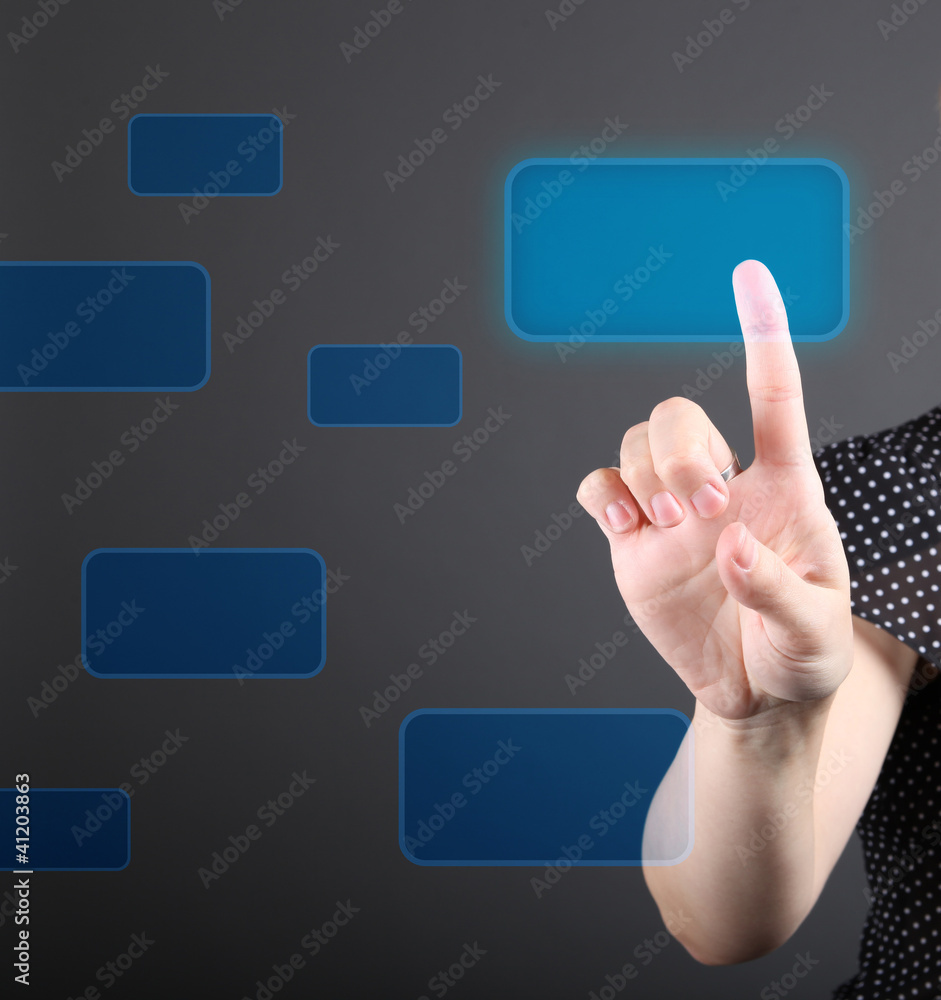 decision making concept - business woman touching screen decision making concept - business woman touching screen